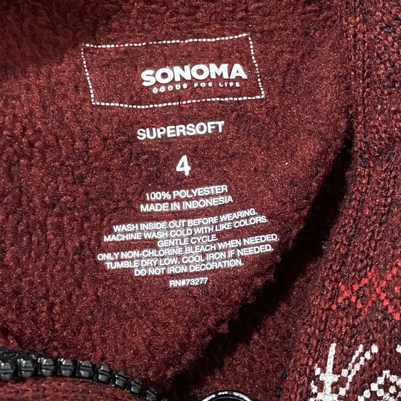 Sonoma Supersoft Burgundy Holiday Christmas Dinosaur Pullover Sweatshirt - Picture 4 of 6